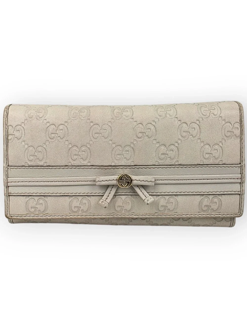 Gucci Guccissima Bow Signature Wallet Ivory - Picture 2 of 16